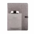 Agenda A5 cu buzunar pentru telefon si pix, 128 pagini, XD, KO, poliester, gri