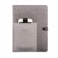   Agenda A5 cu buzunar pentru telefon si pix, 128 pagini, XD, KO, poliester, gri