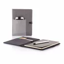 Agenda A5 cu buzunar pentru telefon si pix, 128 pagini, XD, KO, poliester, gri