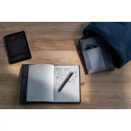   Agenda A5 cu buzunar pentru telefon si pix, 128 pagini, XD, KO, poliester, gri