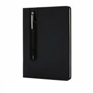  Agenda A5 coperta tare PU standard si pix metalic stylus, Everestus, SD, hartie, otel inoxidabil, negru