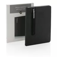   Agenda A5 coperta tare PU standard si pix metalic stylus, Everestus, SD, hartie, otel inoxidabil, negru