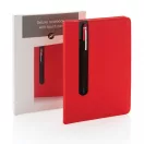 Agenda A5 coperta tare PU standard si pix metalic stylus, Everestus, SD, hartie, otel inoxidabil, rosu