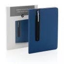 Agenda A5 coperta tare PU standard si pix metalic stylus, Everestus, SD, hartie, otel inoxidabil, albastru navy