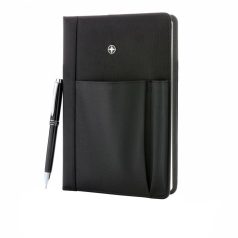   Set agenda si pix, coperta poliester 1680D si 600D, 192 pagini detasabile, Swiss Peak, RE, pu, negru