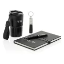 Set agenda A5, pix, breloc si cana de voiaj 350 ml, Swiss Peak, 2601E14743, Dictando, 36x24x10 cm, Otel, Hartie, Negru