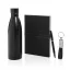 Set agenda A5, pix, breloc si sticla de apa 480 ml, Swiss Peak, 2601E14744, Dictando, 35x29x9 cm, Otel, Hartie, Negru