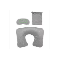   Set de calatorie, perna gonflabila, masca ochi, dopuri urechi, husa mica, Everestus, CT01, poliester, pvc, gri