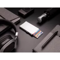   Portcard securizat RFID, maxim 6-10 carduri, Everestus, 20IAN094, Aluminiu, ABS, Argintiu