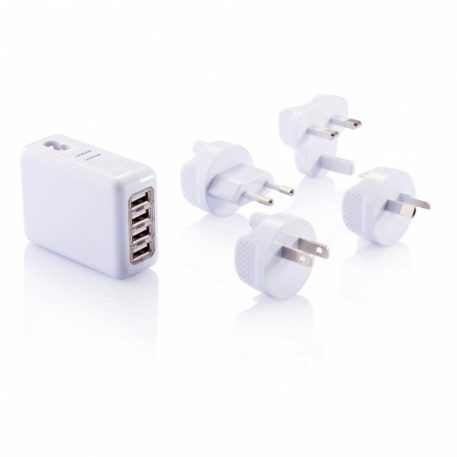 Adaptor de calatorie cu 4 porturi usb, Everestus, TL, abs, alb