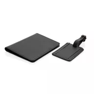   Set portofel pentru pasaport si eticheta bagaj, Swiss Peak, 42FEB230853, 15.3x17.1x2.5 cm, Poliuretan, Negru
