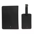 Set portofel pentru pasaport si eticheta bagaj, Swiss Peak, 42FEB230853, 15.3x17.1x2.5 cm, Poliuretan, Negru