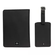   Set portofel pentru pasaport si eticheta bagaj, Swiss Peak, 42FEB230853, 15.3x17.1x2.5 cm, Poliuretan, Negru