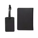 Set portofel pentru pasaport si eticheta bagaj, Swiss Peak, 42FEB230853, 15.3x17.1x2.5 cm, Poliuretan, Negru