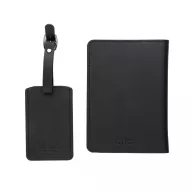   Set portofel pentru pasaport si eticheta bagaj, Swiss Peak, 42FEB230853, 15.3x17.1x2.5 cm, Poliuretan, Negru