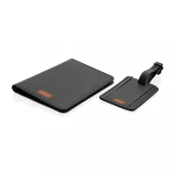   Set portofel pentru pasaport si eticheta bagaj, Swiss Peak, 42FEB230853, 15.3x17.1x2.5 cm, Poliuretan, Negru