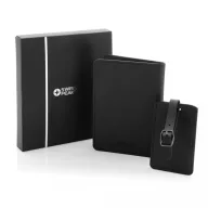   Set portofel pentru pasaport si eticheta bagaj, Swiss Peak, 42FEB230853, 15.3x17.1x2.5 cm, Poliuretan, Negru