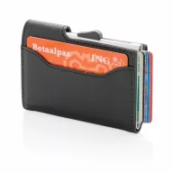  Portofel pentru carduri securizat RFID, Everestus, CE, pu, aluminiu, negru, 16x68x95 mm