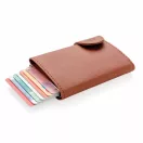 Portofel pentru carduri securizat RFID, Everestus, CE, pu, aluminiu, maro, 16x68x95 mm