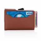 Portofel pentru carduri securizat RFID, Everestus, CE, pu, aluminiu, maro, 16x68x95 mm