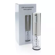   Tirbuson vin, electric reincarcabil prin usb, Everestus, WN, otel inoxidabil, abs, gri
