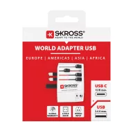   Adaptor de calatorie, 2502E15048, Skross, 6.3 x 7.5 x 5.4 cm, Policarbonat, Alb