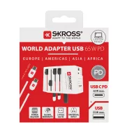   Adaptor de calatorie 65W, 2502E15049, Skross, 6.3 x 5.4 x 7.9 cm, Policarbonat, Alb