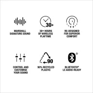   Casti in ear, earbuds, Marshall, 2610E18052, Wireless, 4.8x2.3x5.4 cm, Plastic, Negru