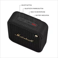   Boxa portabila, Marshall, 2610E18809, 10W, Wireless, 4.3x10x10 cm, Plastic, Negru