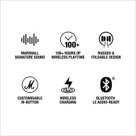   Casti over the ear, Marshall, 2610E18051, Wireless, 17.7x6.5x17.3 cm, Plastic, Negru