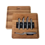   Set platou cu 4 cutite de bucatarie, Boska, 2610E19061, 29.5x29.5x3 cm, Lemn, Maro