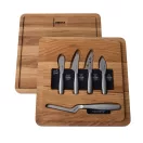 Set platou cu 4 cutite de bucatarie, Boska, 2610E19061, 29.5x29.5x3 cm, Lemn, Maro