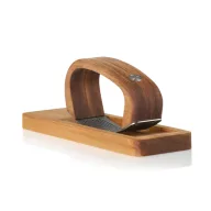   Presa pentru usturoi cu tocator, AdHoc, 2610E18881, 14x4x7.5 cm, Lemn, Otel inoxidabil, Maro