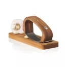 Presa pentru usturoi cu tocator, AdHoc, 2610E18881, 14x4x7.5 cm, Lemn, Otel inoxidabil, Maro