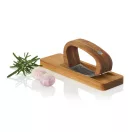 Presa pentru usturoi cu tocator, AdHoc, 2610E18881, 14x4x7.5 cm, Lemn, Otel inoxidabil, Maro