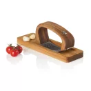 Presa pentru usturoi cu tocator, AdHoc, 2610E18881, 14x4x7.5 cm, Lemn, Otel inoxidabil, Maro
