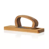   Presa pentru usturoi cu tocator, AdHoc, 2610E18881, 14x4x7.5 cm, Lemn, Otel inoxidabil, Maro