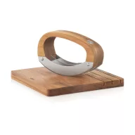   Cutit de tocat cu tocator, AdHoc, 2610E18882, 14.2x4.5x9.1 cm, Lemn, Otel inoxidabil, Maro