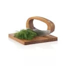 Cutit de tocat cu tocator, AdHoc, 2610E18882, 14.2x4.5x9.1 cm, Lemn, Otel inoxidabil, Maro