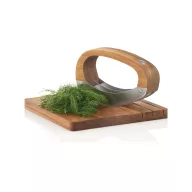   Cutit de tocat cu tocator, AdHoc, 2610E18882, 14.2x4.5x9.1 cm, Lemn, Otel inoxidabil, Maro