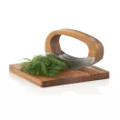 Cutit de tocat cu tocator, AdHoc, 2610E18882, 14.2x4.5x9.1 cm, Lemn, Otel inoxidabil, Maro