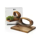 Cutit de tocat cu tocator, AdHoc, 2610E18882, 14.2x4.5x9.1 cm, Lemn, Otel inoxidabil, Maro