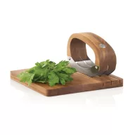   Cutit de tocat cu tocator, AdHoc, 2610E18882, 14.2x4.5x9.1 cm, Lemn, Otel inoxidabil, Maro