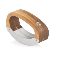   Cutit de tocat cu tocator, AdHoc, 2610E18882, 14.2x4.5x9.1 cm, Lemn, Otel inoxidabil, Maro