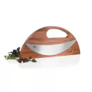 Set taietor pizza si cutit de tocat, AdHoc, 2610E18884, 23.2x2.2x10.9 cm, Lemn, Otel inoxidabil, Maro