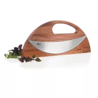   Set taietor pizza si cutit de tocat, AdHoc, 2610E18884, 23.2x2.2x10.9 cm, Lemn, Otel inoxidabil, Maro