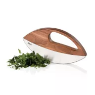   Set taietor pizza si cutit de tocat, AdHoc, 2610E18884, 23.2x2.2x10.9 cm, Lemn, Otel inoxidabil, Maro