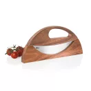 Set taietor pizza si cutit de tocat, AdHoc, 2610E18884, 23.2x2.2x10.9 cm, Lemn, Otel inoxidabil, Maro