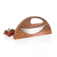  Set taietor pizza si cutit de tocat, AdHoc, 2610E18884, 23.2x2.2x10.9 cm, Lemn, Otel inoxidabil, Maro