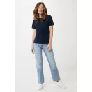 Tricou la baza gatului, Dama, maneca scurta, iqoniq, 2401E13044, Bumbac, Albastru navy, M
